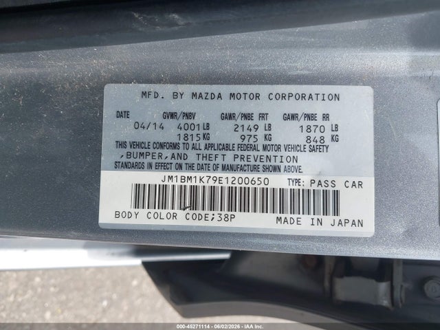 Aukcja sprzedaży 2014 Mazda Mazda3 I Sport, vin: JM1BM1K79E1200650, numer aukcji: 45271114