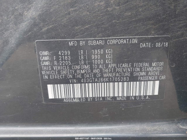 45271147 :رقم المزاد ، 4S3GTAJ66K1705283 vin ، 2019 Subaru Impreza 2.0i Sport مزاد بيع