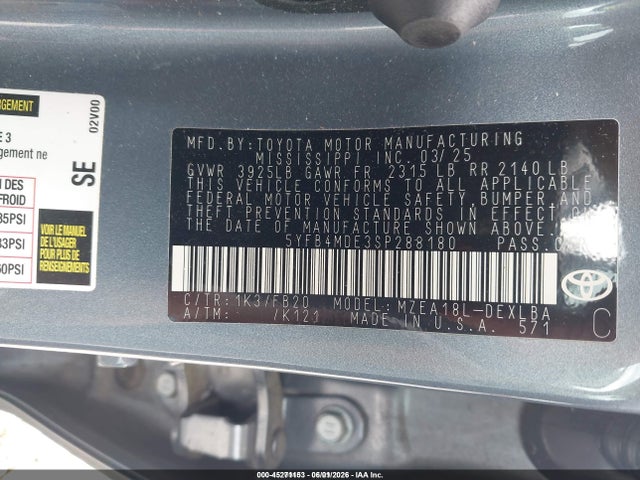 5YFB4MDE3SP288180 Toyota COROLLA LE
