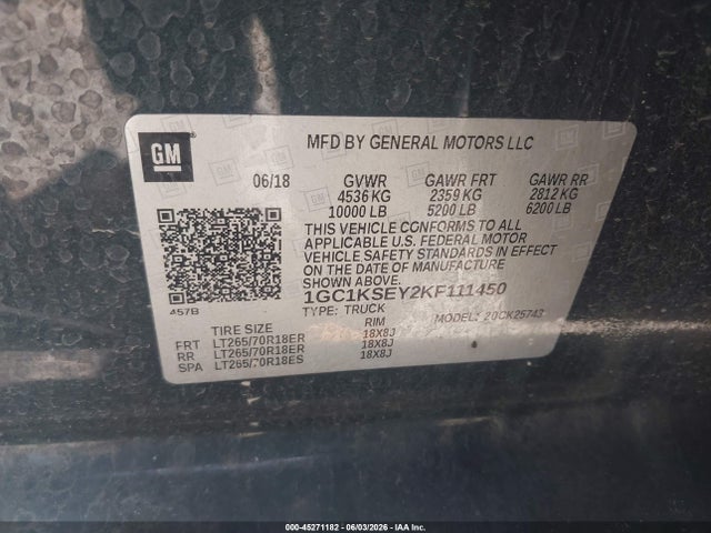 1GC1KSEY2KF111450 Chevrolet Silverado 2500hd Lt