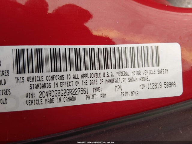 Dodge Grand Caravan Se Plus 2016 2C4RDGBG2GR227561 Image 9