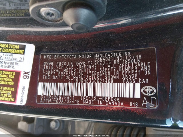 Toyota COROLLA L 2016 2T1BURHE3GC627468 Image 9