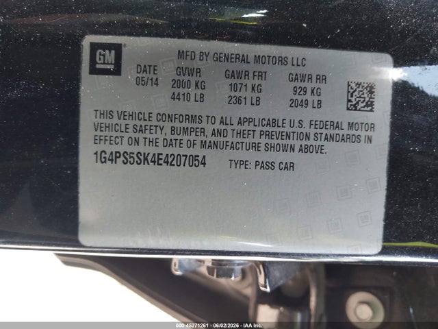 Продаж на аукціоні авто 2014 Buick Verano Leather Group, vin: 1G4PS5SK4E4207054, номер лоту: 45271261