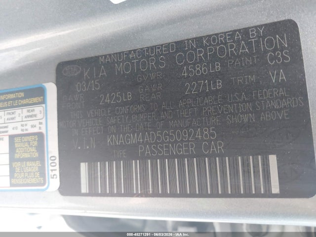 KNAGM4AD5G5092485 KIA OPTIMA HYBRID