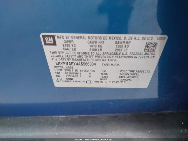 Aukcja sprzedaży 2010 Cadillac Srx Luxury Collection, vin: 3GYFNAEY4AS566084, numer aukcji: 45271308