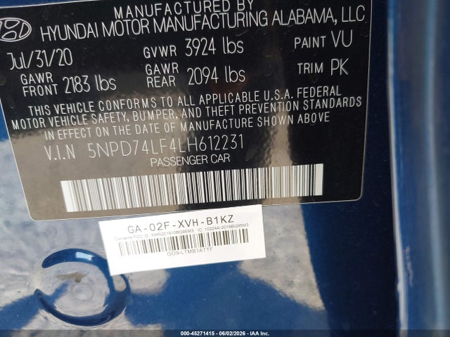 Hyundai ELANTRA SE 2020 5NPD74LF4LH612231 Image 9