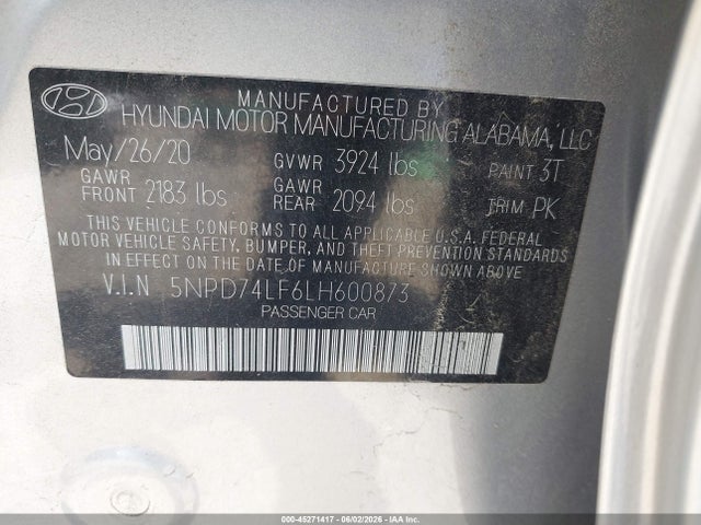 Hyundai ELANTRA SE 2020 5NPD74LF6LH600873 Image 9