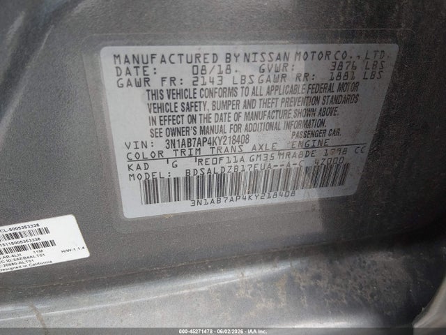 Nissan SENTRA SV 2019 3N1AB7AP4KY218408 Image 9