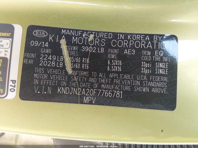 KIA Soul 2015 KNDJN2A20F7766781 Image 9