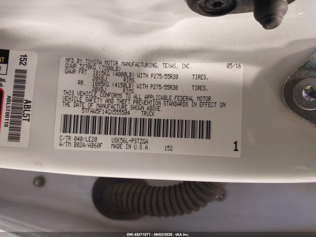 5TFAW5F14GX555504 Toyota Tundra Platinum 5.7l V8