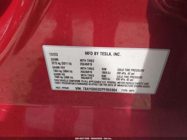 7SAYGDED2PF955964 Tesla Model Y Rwd
