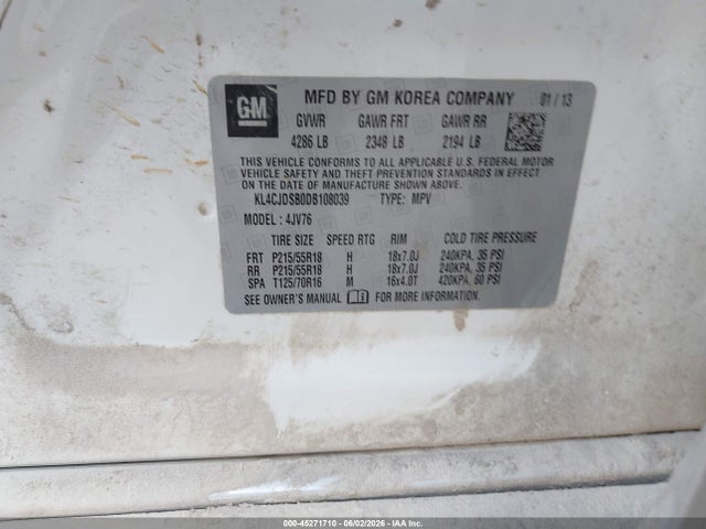 Aukcja sprzedaży 2013 Buick Encore Premium, vin: KL4CJDSB0DB108039, numer aukcji: 45271710