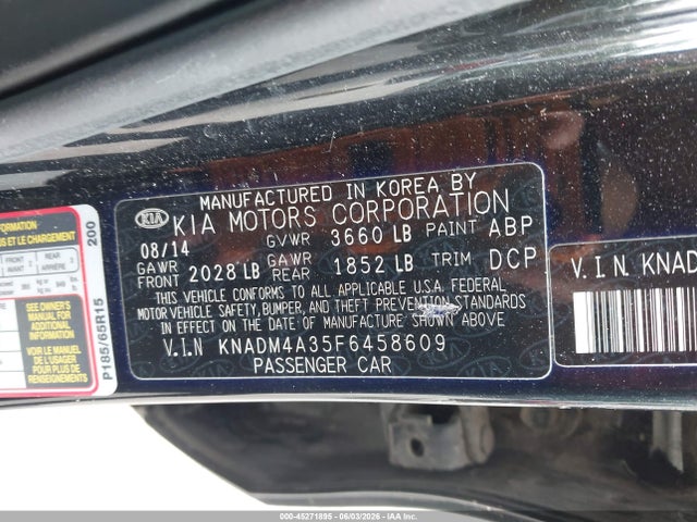 2015 Kia Rio Lx მანქანა იყიდება აუქციონზე, vin: KNADM4A35F6458609, აუქციონის ნომერი: 45271895