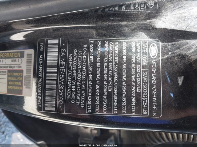 Продаж на аукціоні авто 2010 Land Rover Range Rover Supercharged, vin: SALMF1E45AA308092, номер лоту: 45271914