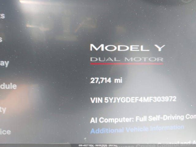 Продажа на аукционе авто 2021 Tesla Model Y Performance Dual Motor All-wheel Drive, vin: 5YJYGDEF4MF303972, номер лота: 45271954