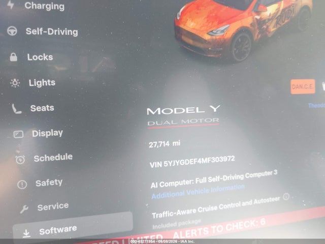 Продажа на аукционе авто 2021 Tesla Model Y Performance Dual Motor All-wheel Drive, vin: 5YJYGDEF4MF303972, номер лота: 45271954