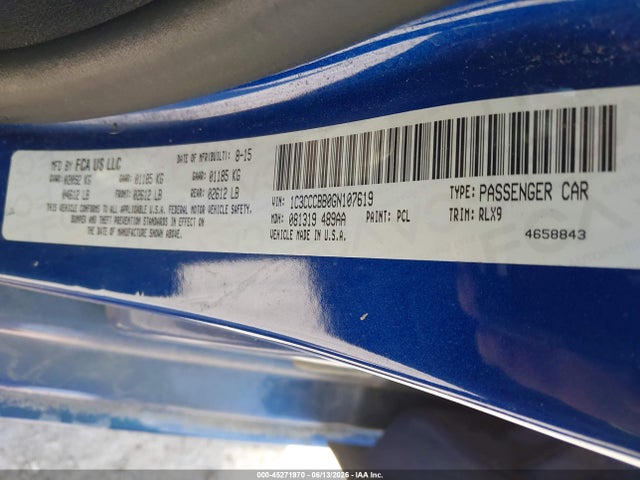 45271970 :رقم المزاد ، 1C3CCCBB0GN107619 vin ، 2016 Chrysler 200 S مزاد بيع