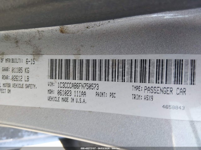 2015 Chrysler 200 Limited მანქანა იყიდება აუქციონზე, vin: 1C3CCCAB6FN750573, აუქციონის ნომერი: 45272157