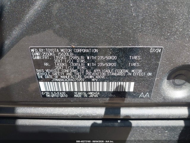 JTMABACA2RA075959 Toyota Bz4x Limited