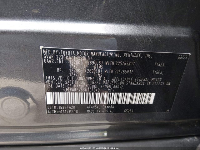 2025 Toyota Rav4 Hybrid Xle მანქანა იყიდება აუქციონზე, vin: 4T3RWRFV8SU197849, აუქციონის ნომერი: 45272173