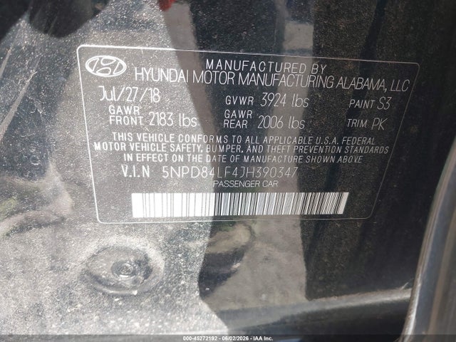 Hyundai ELANTRA SEL 2018 5NPD84LF4JH390347 Image 9