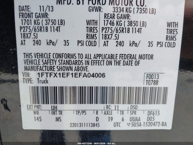 Продаж на аукціоні авто 2014 Ford F-150 Xlt, vin: 1FTFX1EF1EFA04006, номер лоту: 45272240