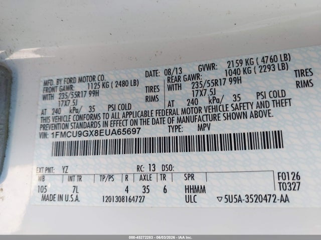 1FMCU9GX8EUA65697 Ford ESCAPE SE