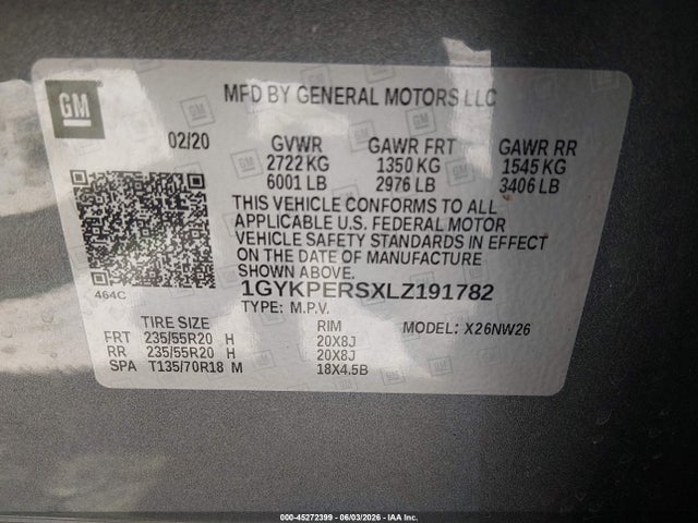 Aukcja sprzedaży 2020 Cadillac Xt6 Fwd Premium Luxury, vin: 1GYKPERSXLZ191782, numer aukcji: 45272399