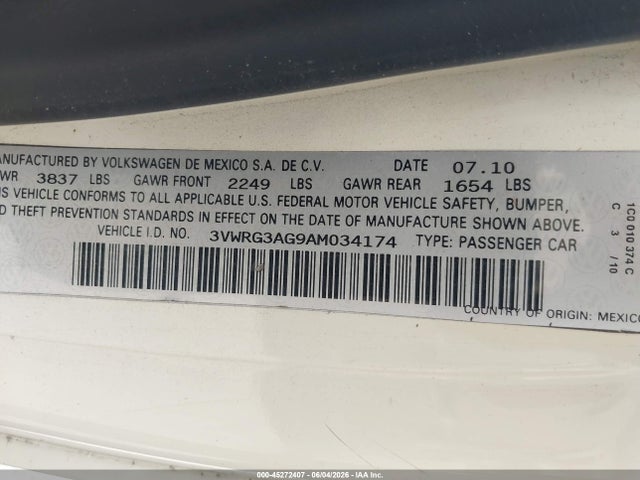 Продажа на аукционе авто 2010 Volkswagen New Beetle 2.5l, vin: 3VWRG3AG9AM034174, номер лота: 45272407