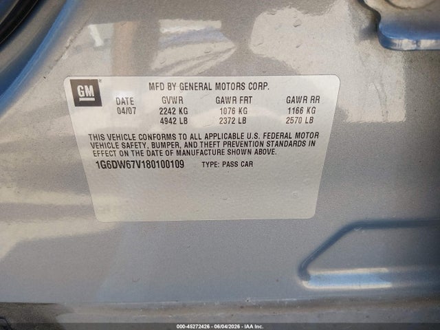 2008 Cadillac Sts V6 მანქანა იყიდება აუქციონზე, vin: 1G6DW67V180100109, აუქციონის ნომერი: 45272426