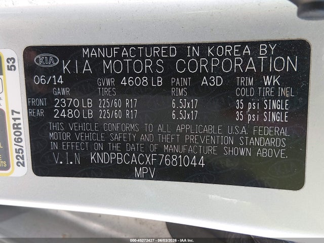 Продаж на аукціоні авто 2015 Kia Sportage Lx, vin: KNDPBCACXF7681044, номер лоту: 45272427