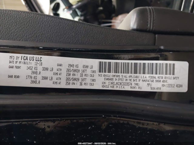 Aukcja sprzedaży 2019 Dodge Durango Sxt Awd, vin: 1C4RDJAG3KC633574, numer aukcji: 45272447