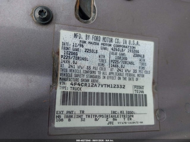 Продажа на аукционе авто 1997 Mazda B2300 Se, vin: 4F4CR12A7VTM12332, номер лота: 45272548