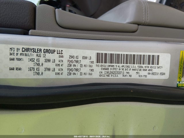Продажа на аукционе авто 2013 Jeep Grand Cherokee Laredo, vin: 1C4RJEAG2DC533713, номер лота: 45272610