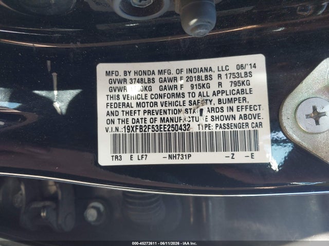 Honda Civic Lx 2014 19XFB2F53EE250432 Image 9