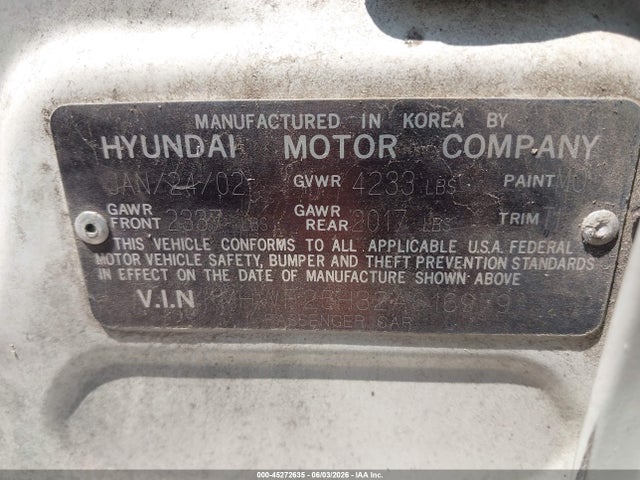 Продаж на аукціоні авто 2002 Hyundai Sonata Gls, vin: KMHWF25H32A616979, номер лоту: 45272635