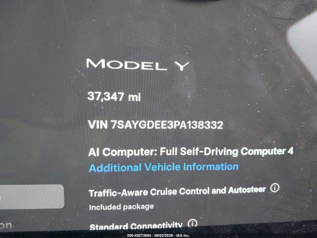 Aukcja sprzedaży 2023 Tesla Model Y Awd/long Range Dual Motor All-wheel Drive, vin: 7SAYGDEE3PA138332, numer aukcji: 45272684