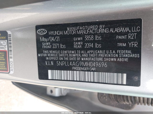 Продажа на аукционе авто 2021 Hyundai Elantra Se, vin: 5NPLL4AG9MH049696, номер лота: 45272735