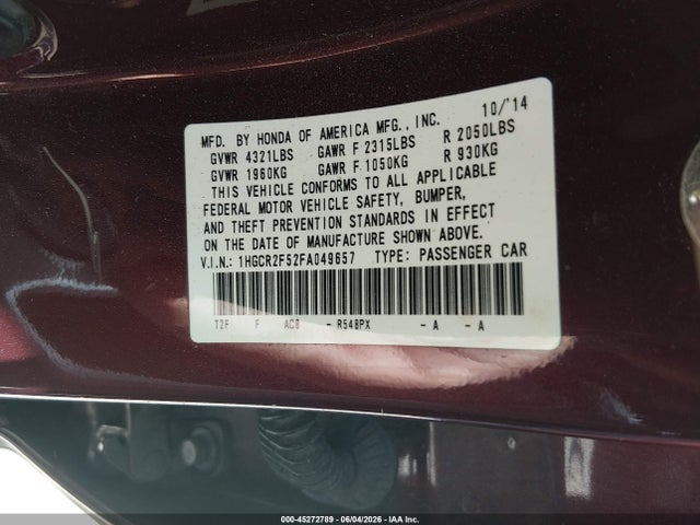 1HGCR2F52FA049657 Honda Accord Sport