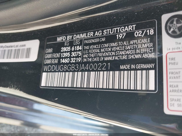WDDUG8GB3JA400221 Mercedes-Benz S 560 4matic