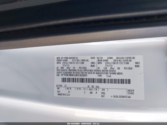 Ford F-350 Xl 2018 1FT8X3B63JEC22201 Image 9