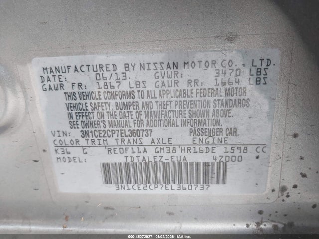 Nissan Versa Note Sv 2014 3N1CE2CP7EL360737 Image 9