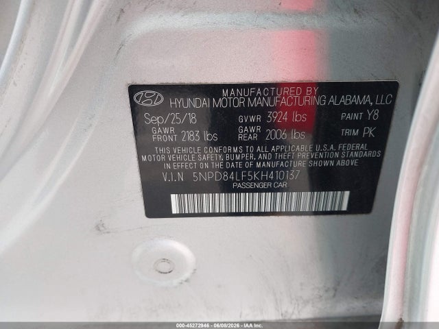 Hyundai ELANTRA SEL 2019 5NPD84LF5KH410137 Image 9