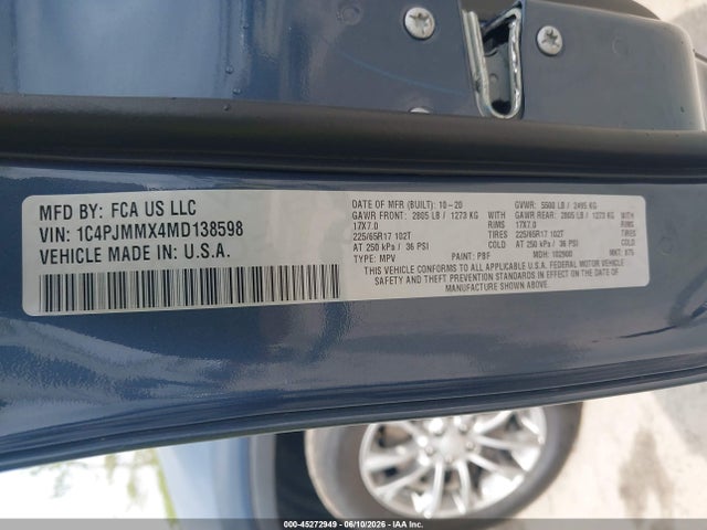 Aukcja sprzedaży 2021 Jeep Cherokee Latitude Lux 4x4, vin: 1C4PJMMX4MD138598, numer aukcji: 45272949