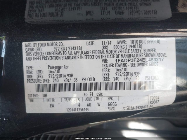 Ford FOCUS SE 2014 1FADP3F24EL453217 Image 9