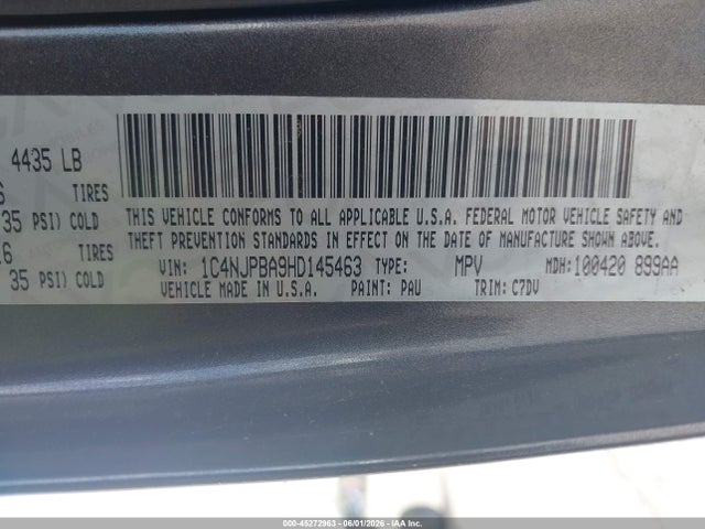 Продаж на аукціоні авто 2017 Jeep Patriot Sport Fwd, vin: 1C4NJPBA9HD145463, номер лоту: 45272963