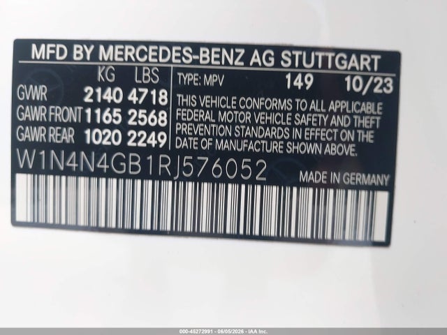 Aukcja sprzedaży 2024 Mercedes-benz Gla 250, vin: W1N4N4GB1RJ576052, numer aukcji: 45272991