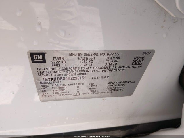 Aukcja sprzedaży 2017 Cadillac Xt5 Luxury, vin: 1GYKNDRS0HZ290151, numer aukcji: 45273083