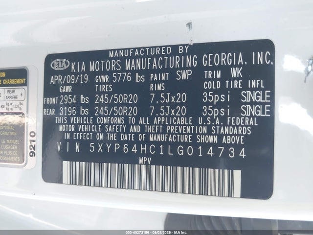 KIA Telluride S 2020 5XYP64HC1LG014734 Image 9