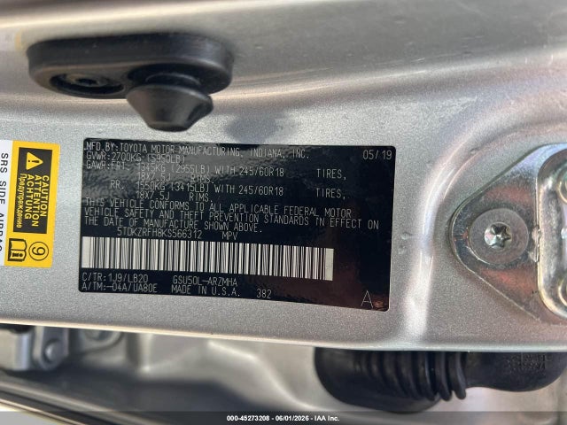 Продажа на аукционе авто 2019 Toyota Highlander Xle, vin: 5TDKZRFH8KS566312, номер лота: 45273208